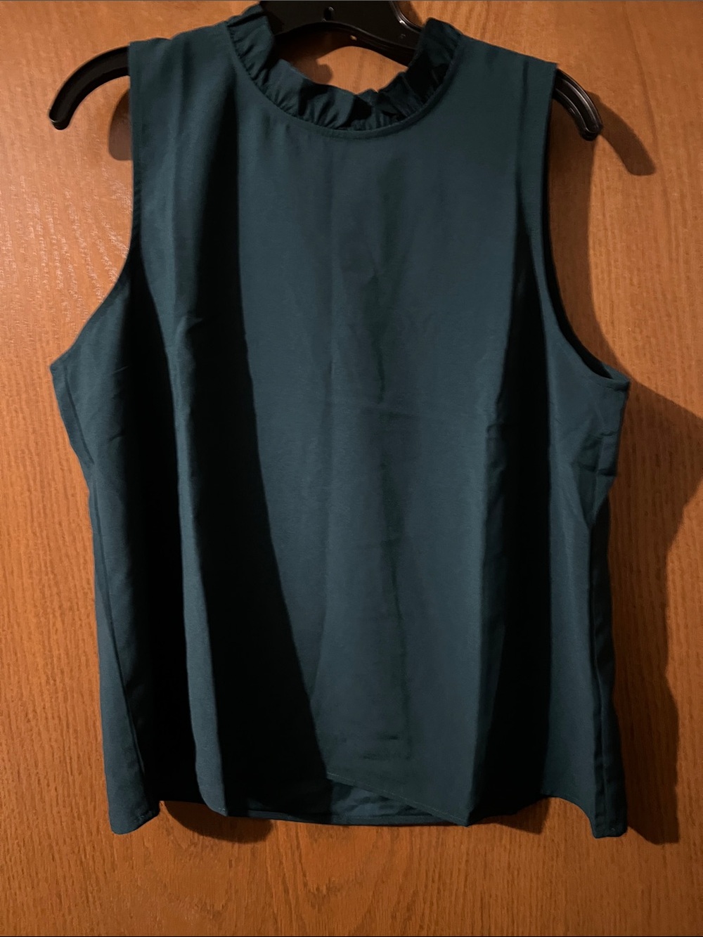 Sleeveless Ruffle-Neck Top in Emerald Green